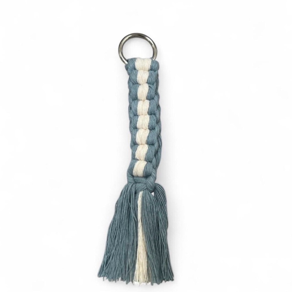 Handmade Macrame Keychain | Blue & White